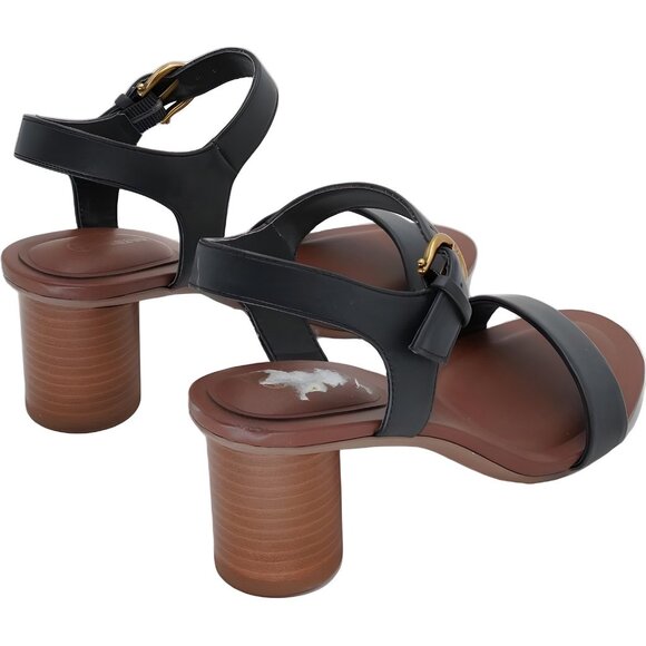 Giani Bernini Hadley Cylinder Stack Ankle Strap Sandals Black Women's US 7M - Picture 3 of 6